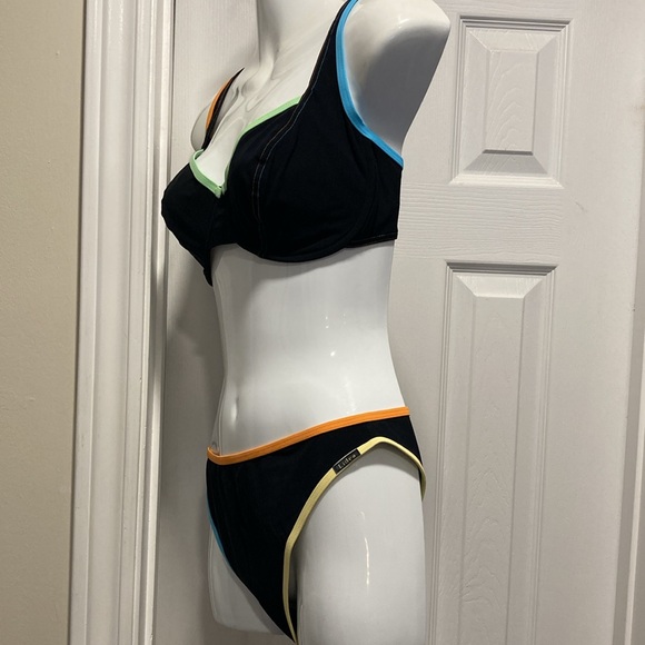 Lidea 2-PC Black Trimmed Bikini Set - Sz 10 D Cup Top /10 Bottom - Picture 3 of 9